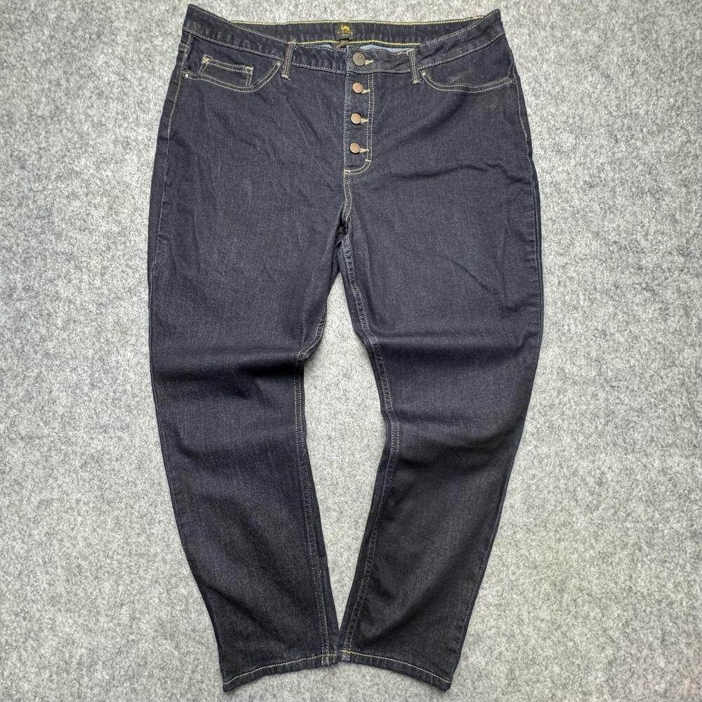 Lee Jeans Womens 18 Dark Wash High Rise Skinny Ankle Button Fly Stretch Denim